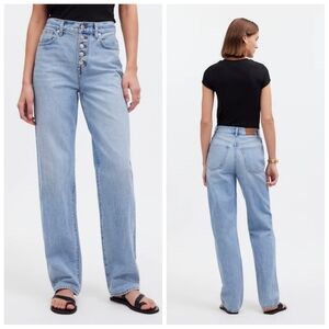Madewell Baggy Straight Jeans in Paxton Wash: Button-Front Edition NQ185 Blue 33